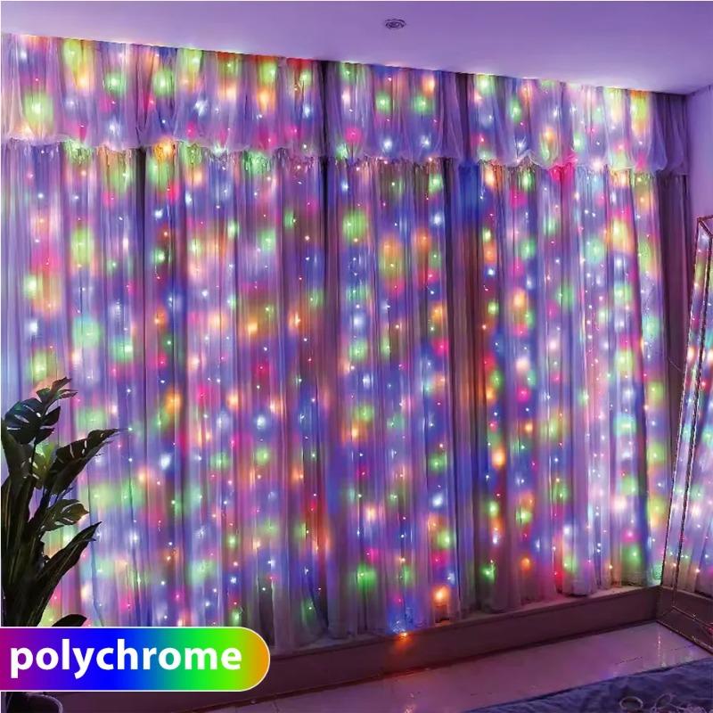 Outdoor Solar Curtain Light 8 Lighting Modes Fairy String Lights Waterproof Garden Party Wedding Christmas Decorative Lamps