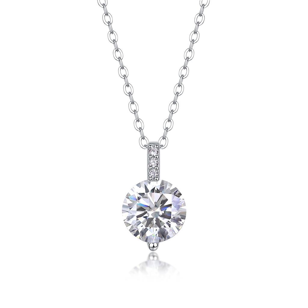 S925 Silver Necklace 2 Carat Moissanite Chain Ins Wind Collarbone Chain Pendant