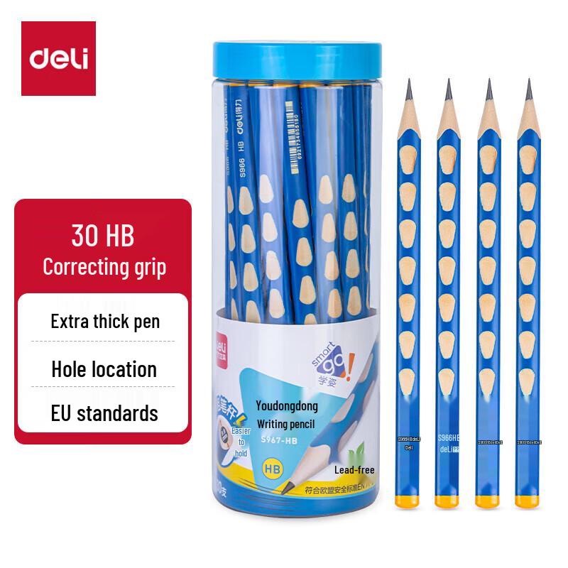 Deli HB Ergonomic Pencils (30-Count Barrel)