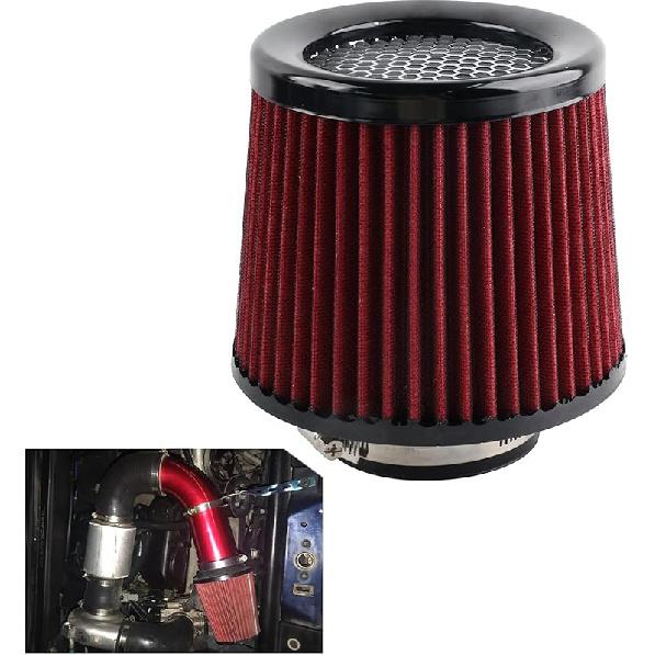 Air Intake Filter 3" Cone Air Filter Quality Dry Compatible With Car And MotorcycleClosed-Top Cool Air Filter 76Mm(Red)