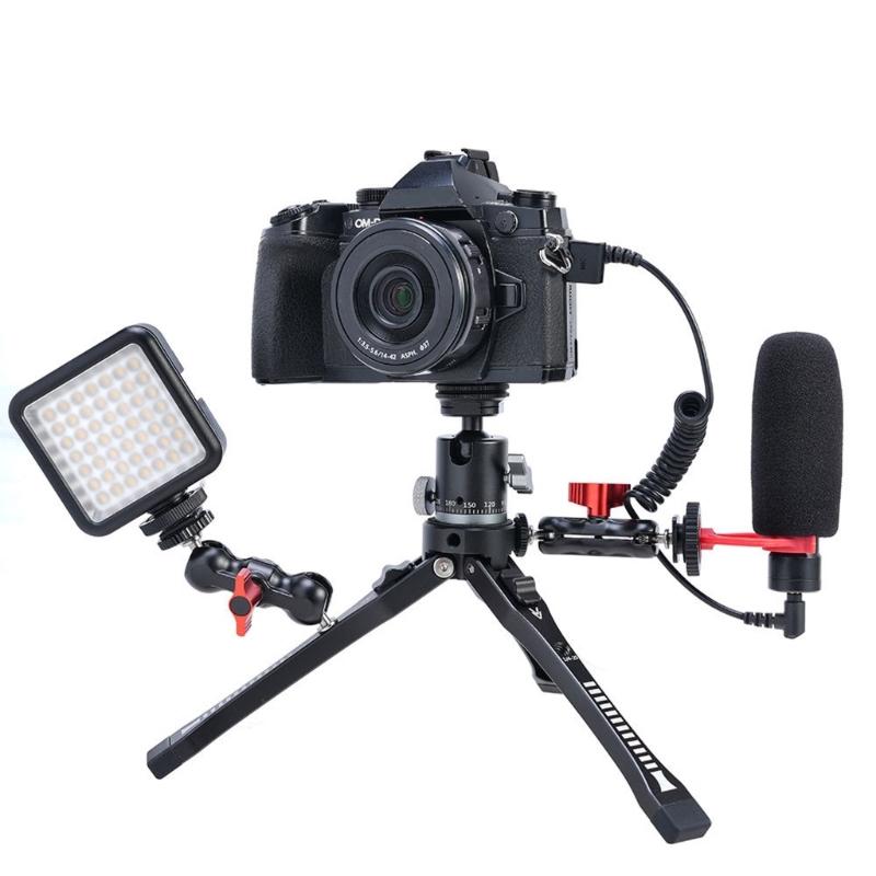 Tischstativ für Kamera und Telefon Handyhalterung Action-Kamera-Adapter Stabiler Griff Tragbares Tischstativ Desktop-Halterung