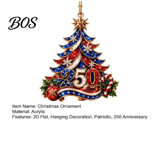 Customized Seasonal Ornaments 250 Anniversary USA Christmas Tree Ornament, 2D Acrylic 1776-2026 250th Creative American Flag Hanging Decoration,