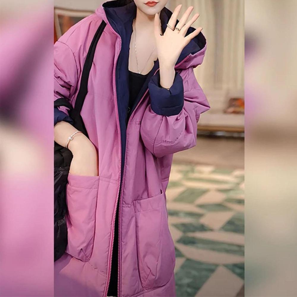Women Fashion Loose Warm Cotton Coat Winter Double Sided Hooded Jacket Elegant Casual Outwear