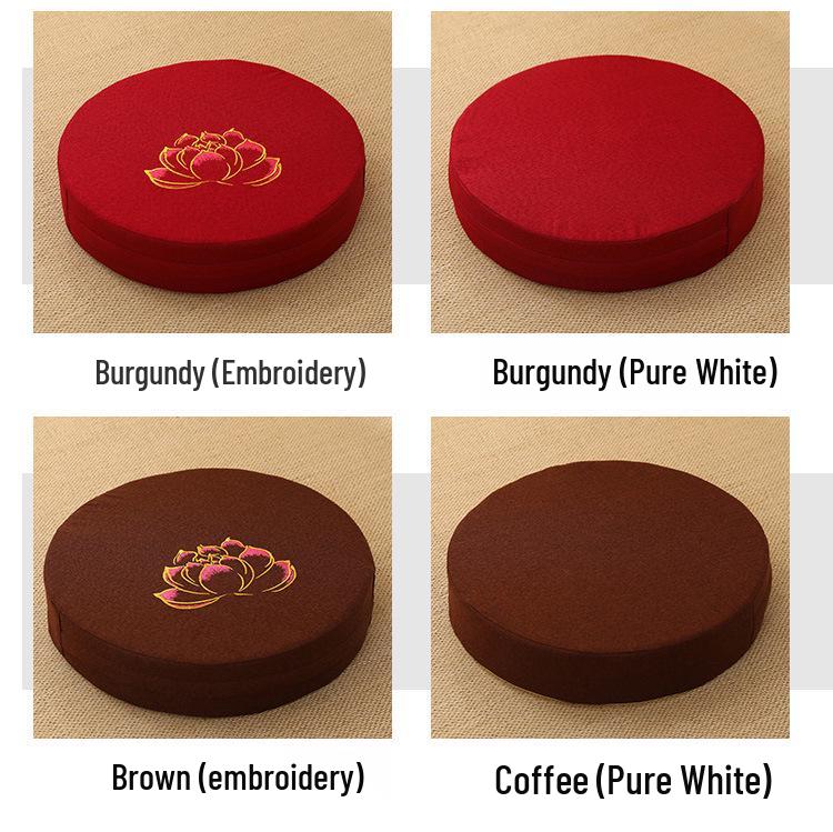 Lněný vyšívaný tatami podsedák na meditaci a zenové klečení - Pratelná podložka na arkýřové okno