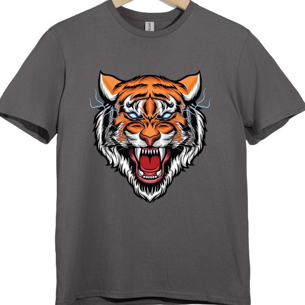 Tiger T Shirt Roaring Big Cat Graphic Tee Fierce Wild Animal Streetwear Top