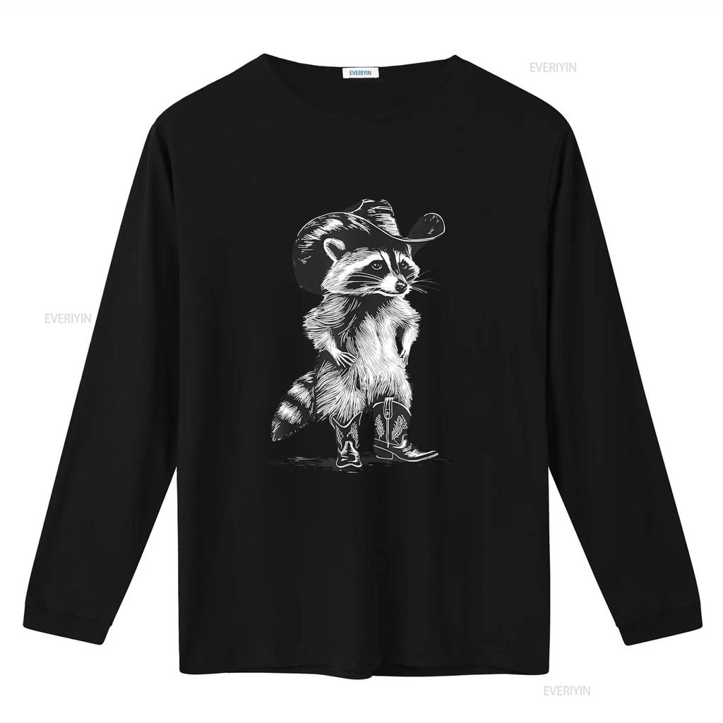 Racoon Cowboy Funny Meme T Shirt Unique Design for Western Fashion Lovers Vintage Washed Streetwear Fashion Stretched Homme