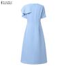 ZANZEA Women Daily Casual Elegant Round Neck Casual Short Sleeve Dress