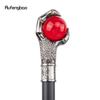 Dragon Claw Grasp Red Glass Ball Silver Walking Cane Fashion Decorative Walking Stick Cosplay Cane Knob Crosier 93cm