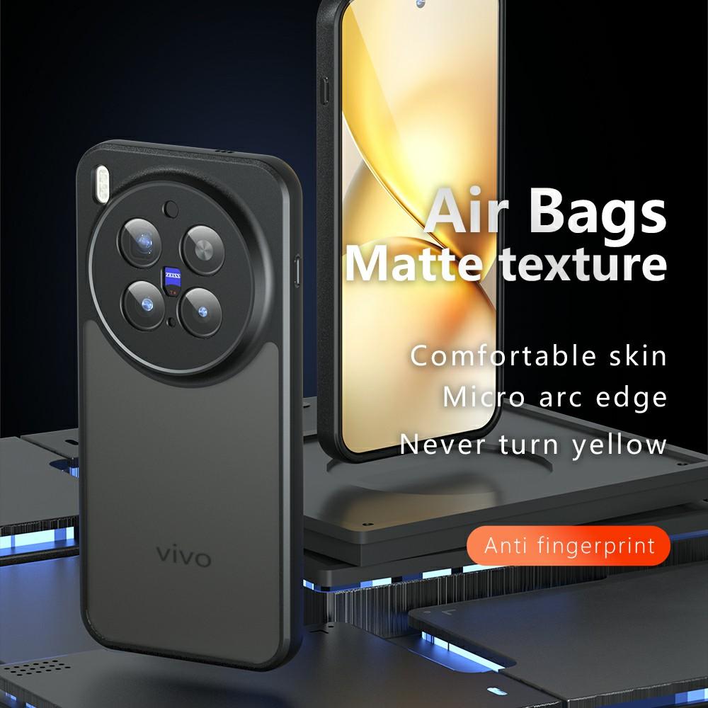 For vivo X300 Pro 5G Case Skin-Touch TPU + PC Matte Phone Back Cover, Transparent Black