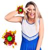 2Pcs Wrist Flower with Star Bell Decor Cheerleading Cheer Elastic Band Bracelet Holiday Celebration Metallic Sparkling Wrist Accessory