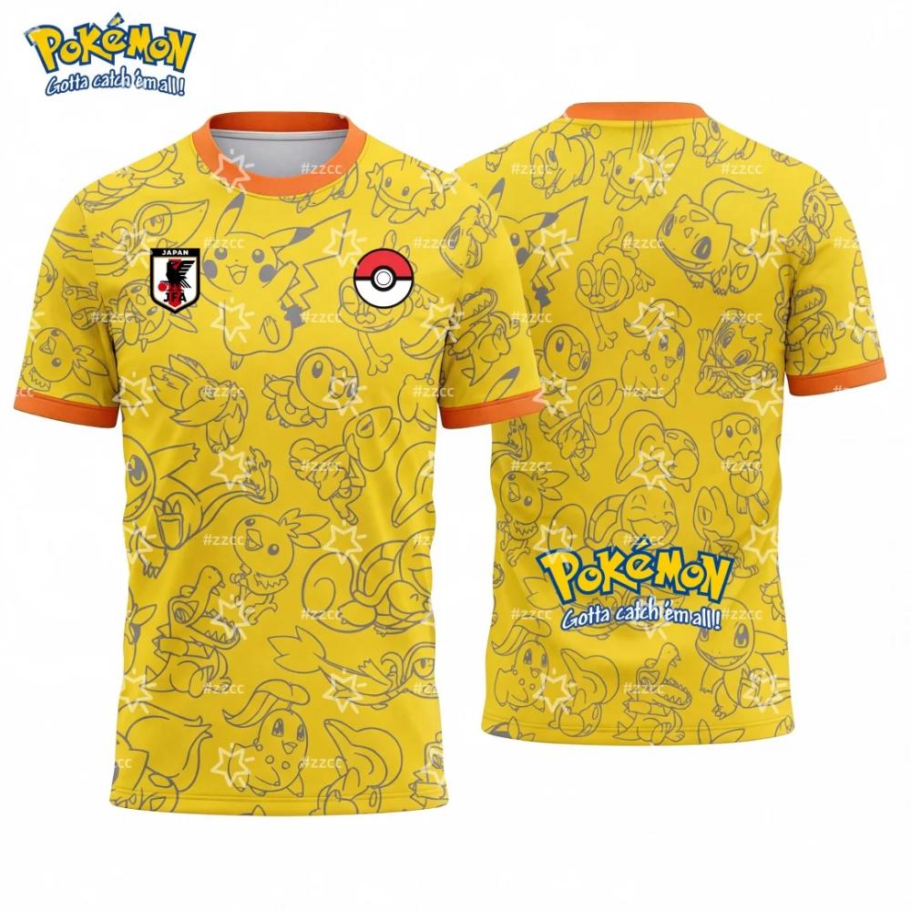 Anime Pikachu Jersey Tee Men Women Kids Breathable Short Sleeve Summer Top Oversized Y2K Streetwear Unisex Gift