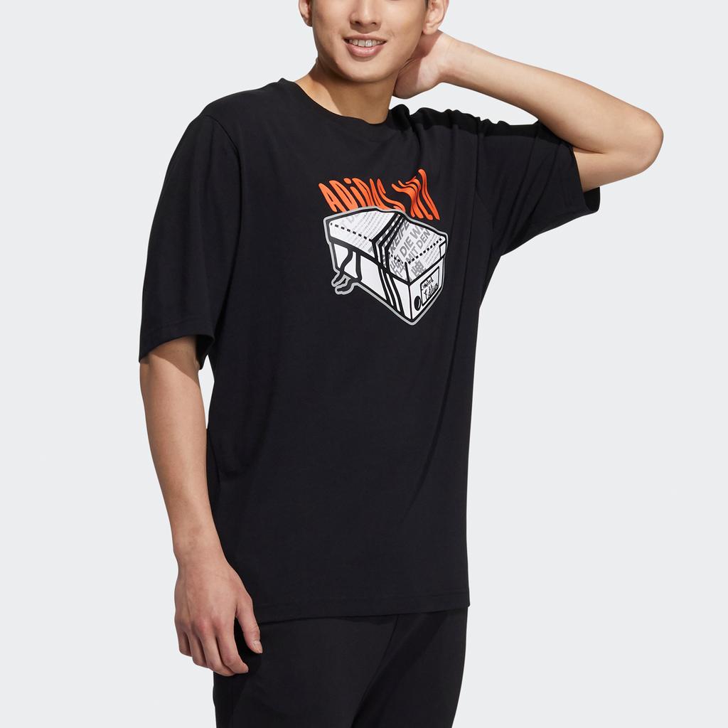 Adidas Neo Casual Sports Round Neck Breathable T-Shirt Men Tops Black H59447