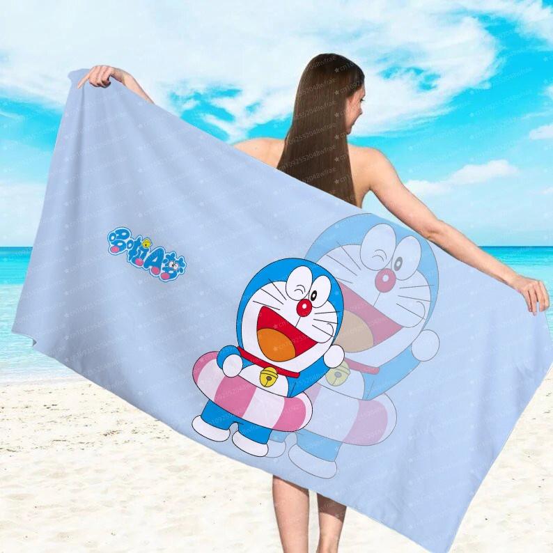 Doraemon Machine Cat Printed Beach Towel Microfiber Towel For Children/Adults Quick Drying Water Absorbing Swimming Pool Towel