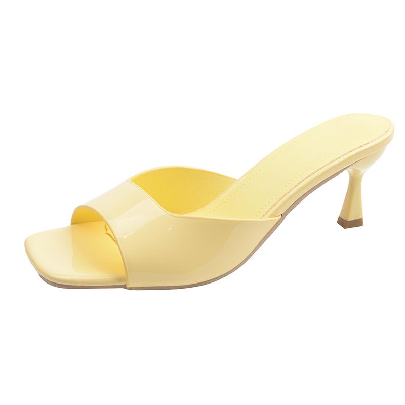 Fashion 2025Womens Summer New Style Simple Solid Color Fashion Square Toe Sandals PU Leather Outdoor Casual Party Dress Women's Slippers