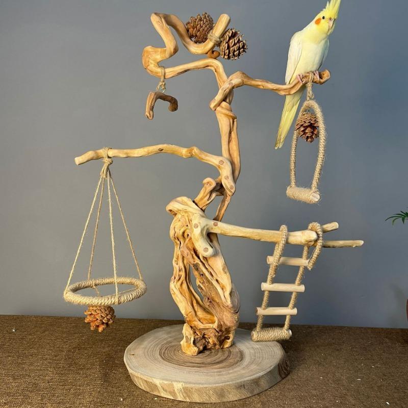 Natural Vine Parrot Swing Chew Toy Interactive Training Hanging Cage Decor For Budgies Cockatiels Small Pet Birds Supplies
