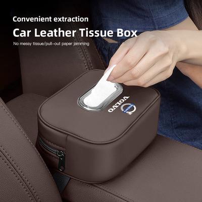 Car Interior Leather Paper Towel Box Supplies Storage For XC60 XC90 S60 V40 V50 V60 XC40 V70 V90 S90 S80 C30 S40 XV40 S70