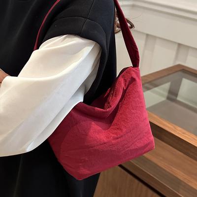 High End Underarm Bag for Women with Large Capacity New Autumn and Winter Canvas Shoulder Bag for Women with Niche Cloth Bag Bucket Bag