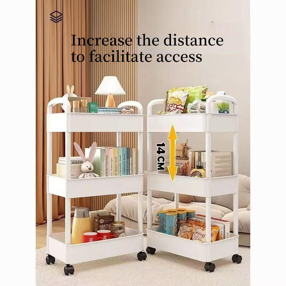 1 Stück 3-stöckiges Küchen-Multifunktionsregal, mobiler Wagen, Boden-zu-Decke-Mehrschicht-Lagerregal, Bücherregal, Snacks, Obst- und Gemüse-Lagerregal