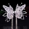 Crystal Butterfly Wings Clip Lace Feather Tassel Hairpin Wedding Dress Accessories Fairy Flower Dress Tiara