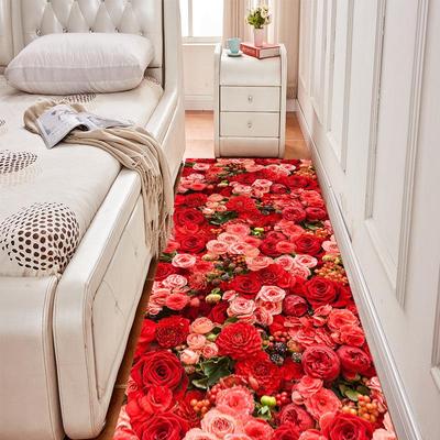 Tapis végétal vert nordique: Tapis Floral Moderne pour Salon, Chambre ou Cuisine