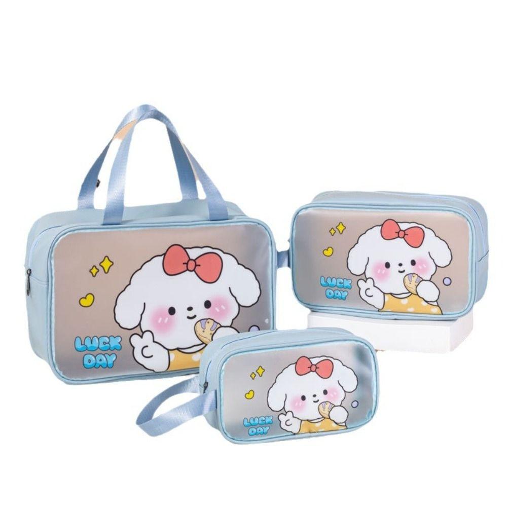 Portable Cartoon PVC Cosmetic Bag Ins Storage Bags Handbag Transparent Wash Bag  Travel