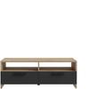 PILVI TV Cabinet - Contemporary Style - Oak and Black Decor - 2 Flaps + 2 Niches - L 95 X D 36 X H 34.5 Cm
