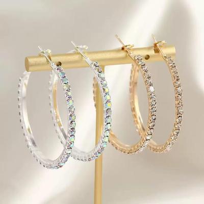 Boucles d'oreilles créoles de luxe en diamant style coréen - Design de niche tendance