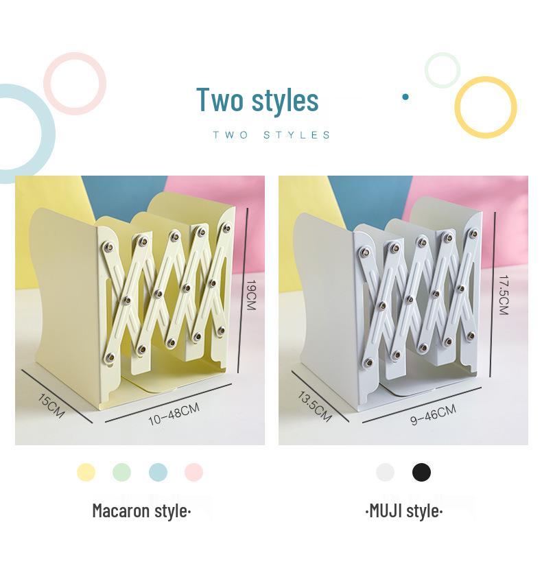Kaba Bear Retractable Book Stand - Simple Iron Desktop Bookshelf with Macaron Colors