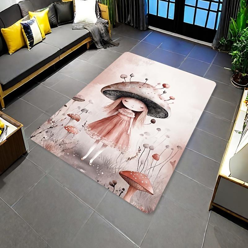 1PC Mushroom Pattern Kitchen Rugs Non-Slip Home Door Mats Pop design Bathroom Rug Bath Mat Carpet for Home Sink Laundry Decor