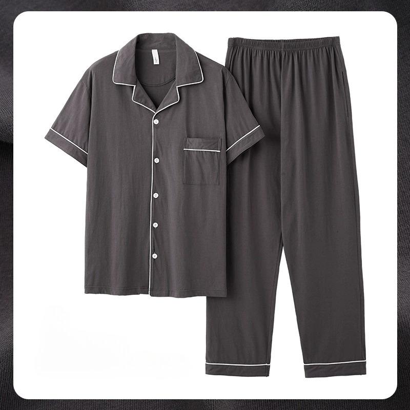

Summer Premium Linen Short Open Top and Bottom Linen Long Elastic Set Men s Pajamas Loungewear Sleeves, Front, Set, Moisture-Wicking 3XL коричневий