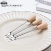 Xiaohongshu Japanese Style Mini Fruit Fork with Beech Wood Handle and Stainless Steel