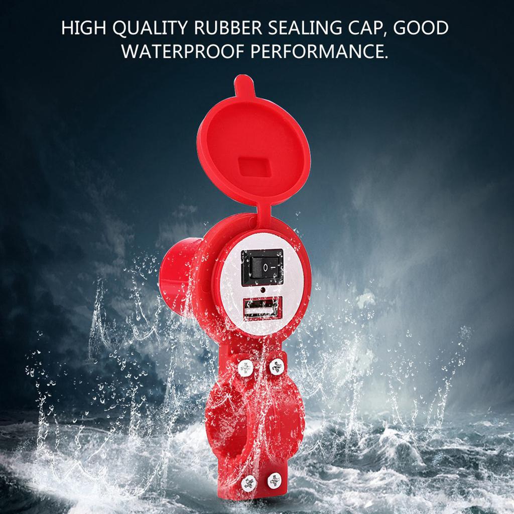 Universal Motorcycle USB Charger Socket Power Supply Port for Mobile Phone Waterproof Red
