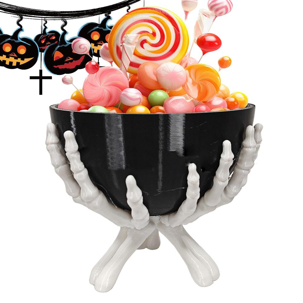 Halloween Candy Bowl Gothic Skeleton Hands Candy Storage Holder Multifunctional Halloween Organizer Holder Scary Home Decoration