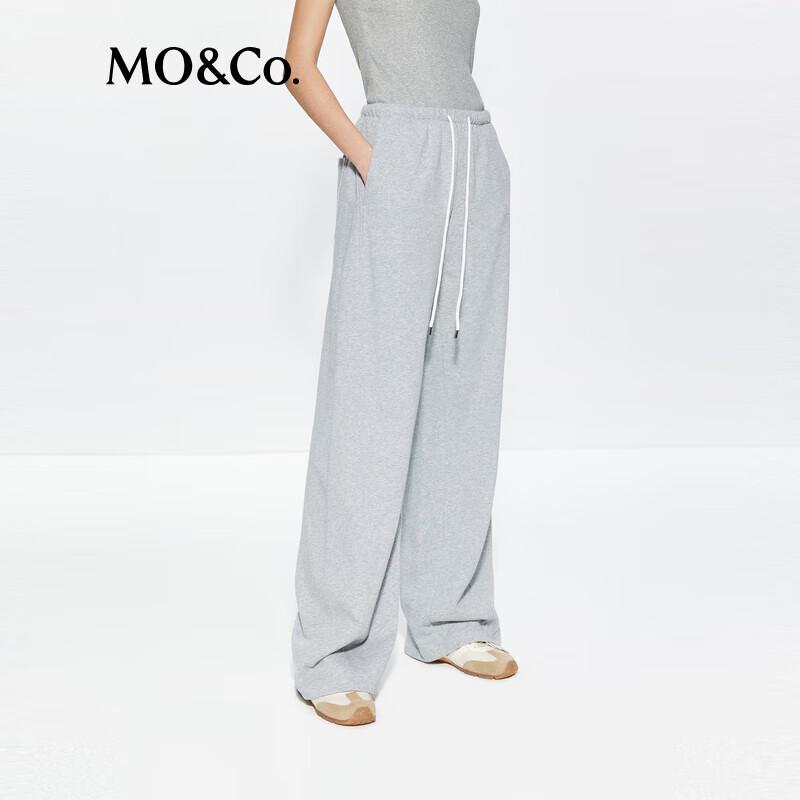 MO&Co. Women's Cotton Drawstring High-Waist Straight Leg Sweatpants