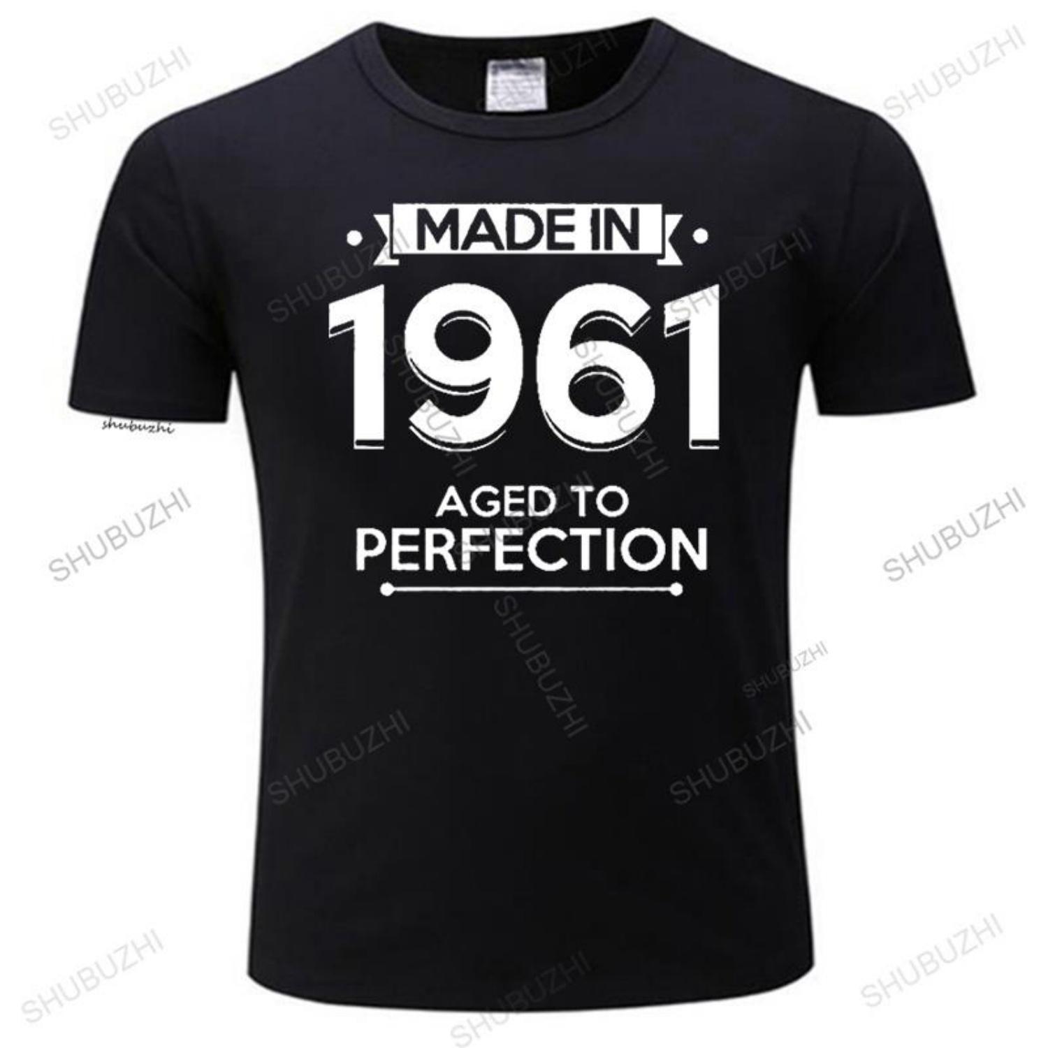 

Men Cotton O-neck T Shirt Summer Shubuzhi Tshirt Made In 1961 S чёрный