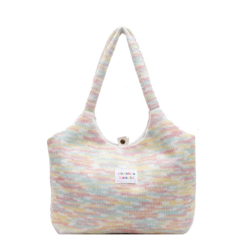Winter Large-capacity Plush Bag Women, Niche Design Shoulder Bag Japanese Ins Style Versatile Student Tote Bag