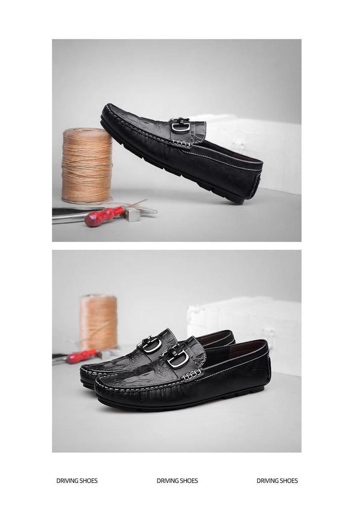 Men's Genuine Leather Loafers: British Style Slip-On Driving Moccasins with Soft Sole