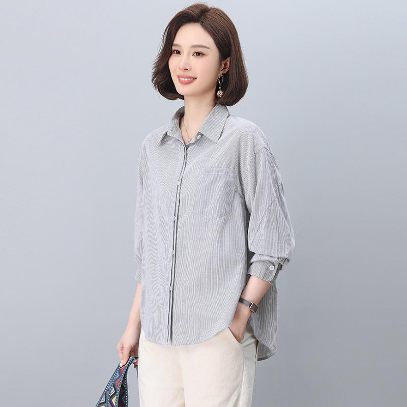 Camisa Listrada de Manga Longa Feminina - Moda Primavera 2025 para um Look Jovem e Estiloso