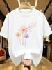 Dandelion Print Plus Size Women's Round Neck Summer Casual Short Sleeved Street Fashion Versatile T-shirt