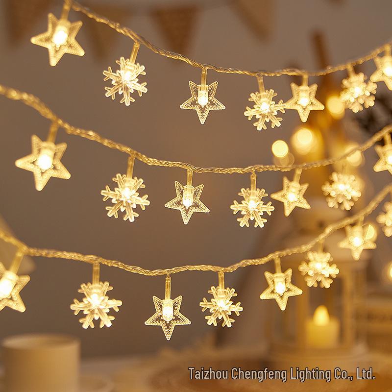 LED Snowflake Reindeer Star String Lights for Festive Room Decoration