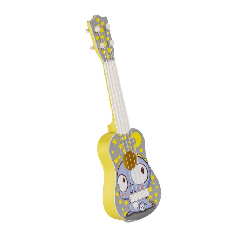 

Kids Guitar Toy Plastic Cartoon Pattern Educational 4 String Playable Ukulele Toy for Boys Girls Big Eye Dragon Pattern