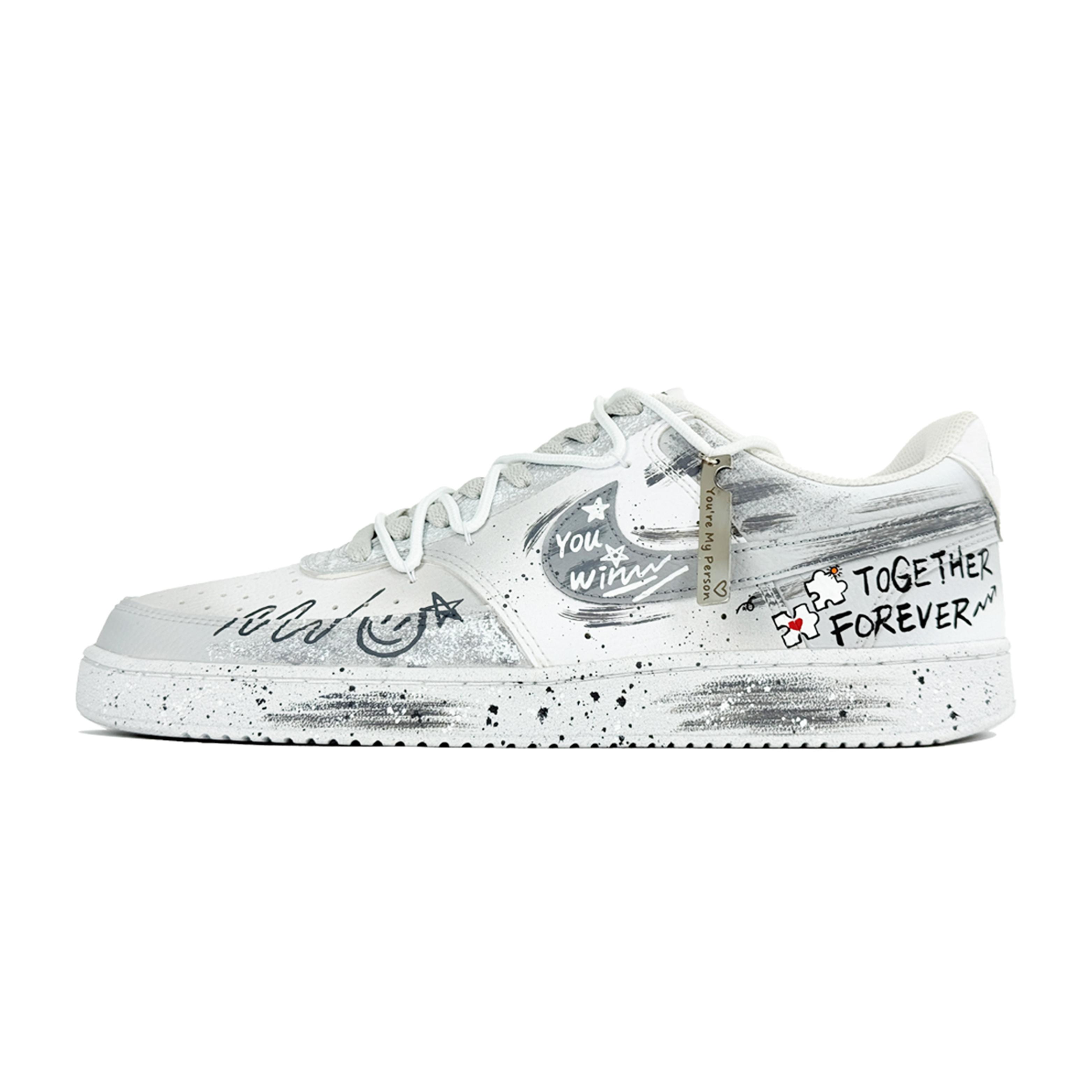 

Nike Court Vision 1 Skateboard Shoes Unisex Low Top Black/White/Gray DH2987-101(Team1105-) 41