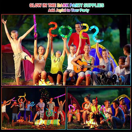 Fidget Pipe Toy Flexible DIY Stretchable Colorful Glowing Tube Relieve Boredom Adjustable LED Telescopic Tube