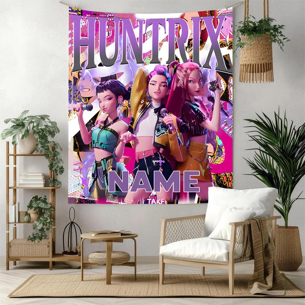 Kpop Demon Hunters Custom Your Name Wall Decor Tapestry Art For Pet Memorial Birthdaywedding Party Backdrop Family Gift