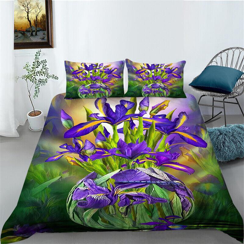 3D Flower Pattern Bedding Quilt/Duvet/Doona Cover Set Pillowcase