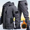 Men's Autumn  Winter Plus Velvet Suit, Anti-wear, Waterproof and Cold-resistant Jacket Suit