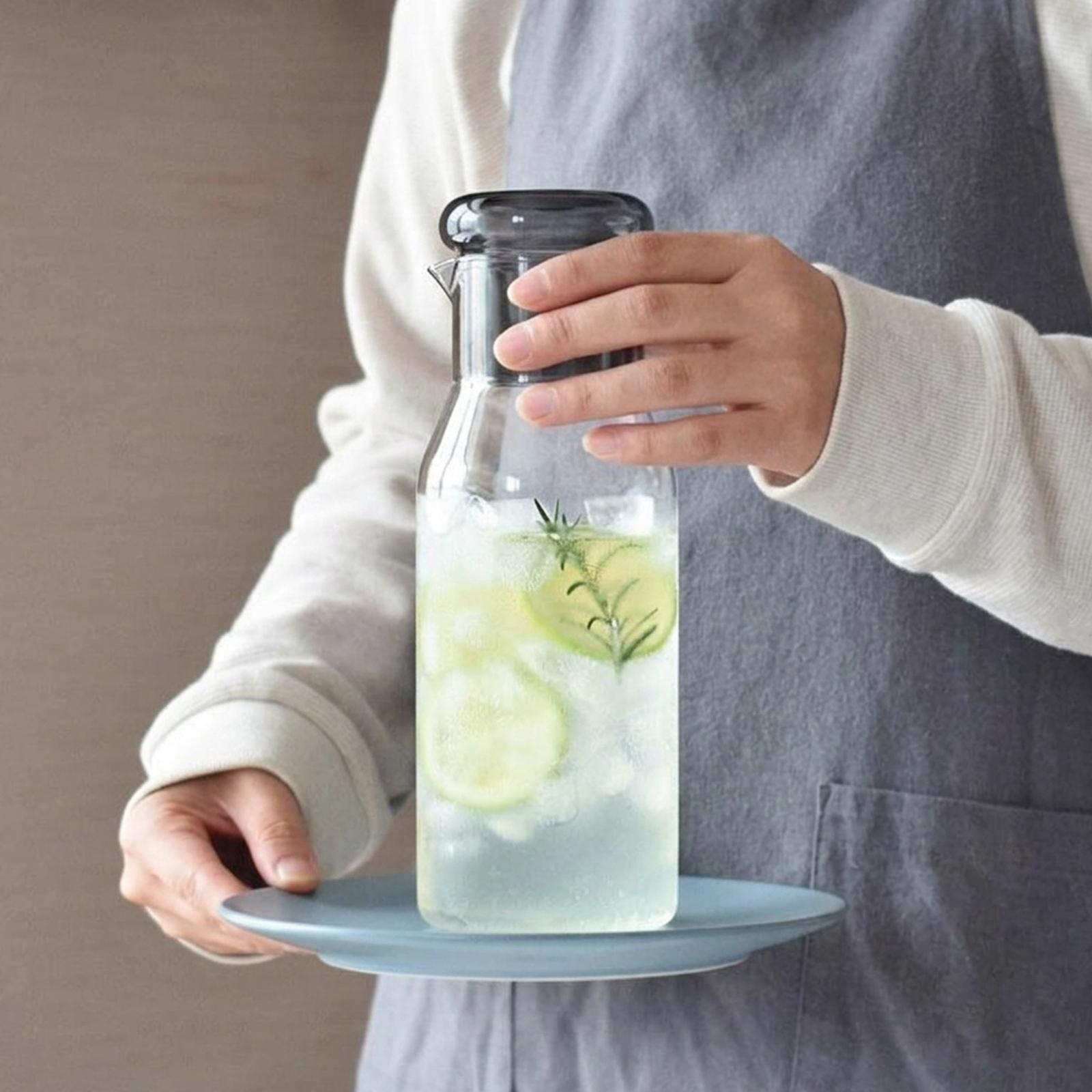 

Glass Pitcher Clear with Lid, Water Carafe with Tumbler for Cold or Hot Beverage, Lemonade, Homemade Beverage, Iced Tea Juice серый