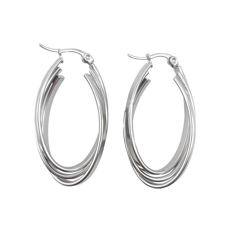 2025 Trendy Titanium Steel Multi-layer Earrings for Women - European & American Ins Style, Light Luxury, Versatile Jewelry, Fast Shipping