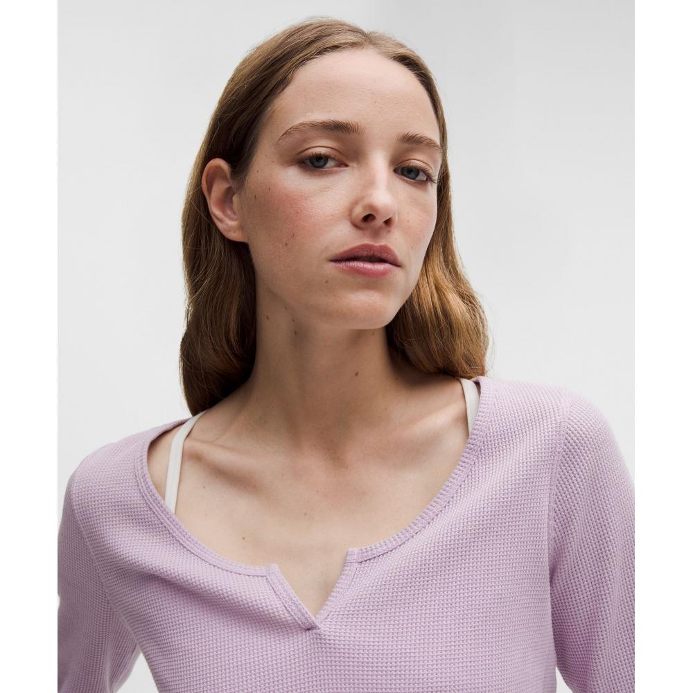 Lululemon Cotton Blend Henley Long Sleeve Shirt Lilac Ether