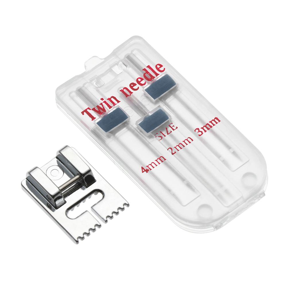 Kit Double Stitch Household Tools Sewing Machine Fittings 3 Sizes Twin Needles 9 Grooves Wrinkled Presser Foot